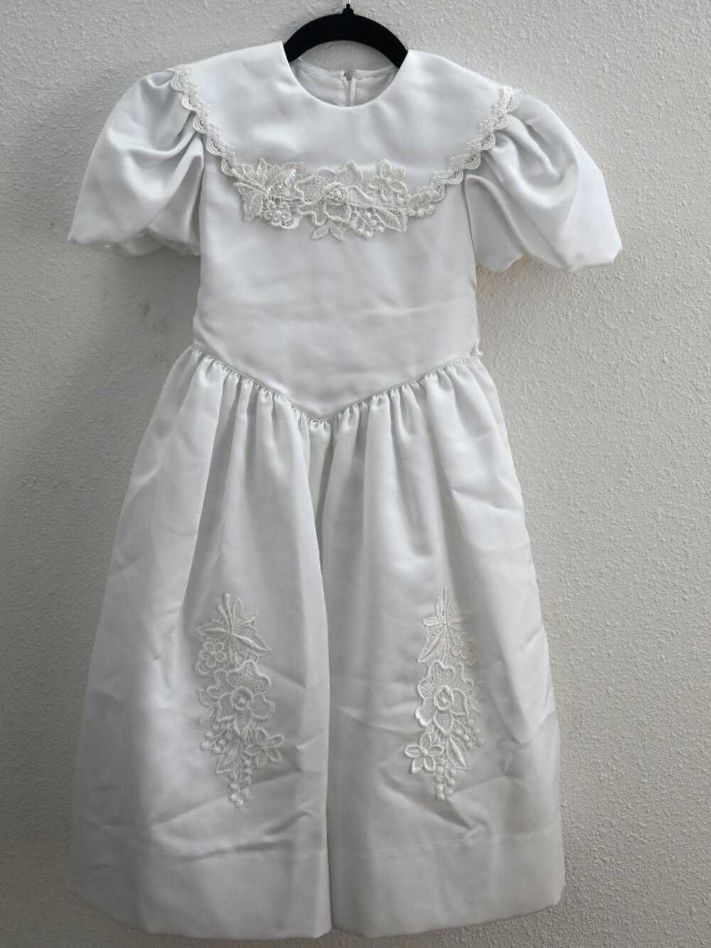 Girls Size 6X White Satin Communion Wedding Dress Jayne Copeland Vintage USA
